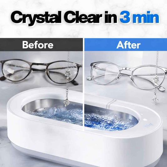 Before after cleaning with the Portable Ultrasonic Cleaner for Glasses & Jewelry