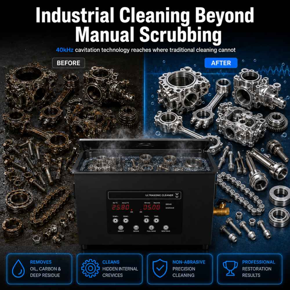 15L Ultrasonic cleaner, before and after cleaning