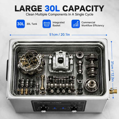 Large capacity of tank in the 30l Ultrasonic cleaner