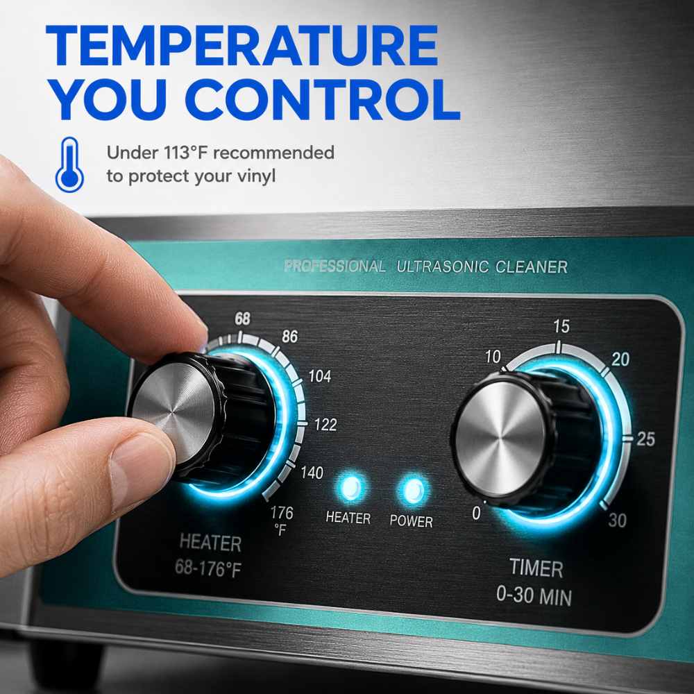 Temperature control on the Ultrasonic record cleaner
