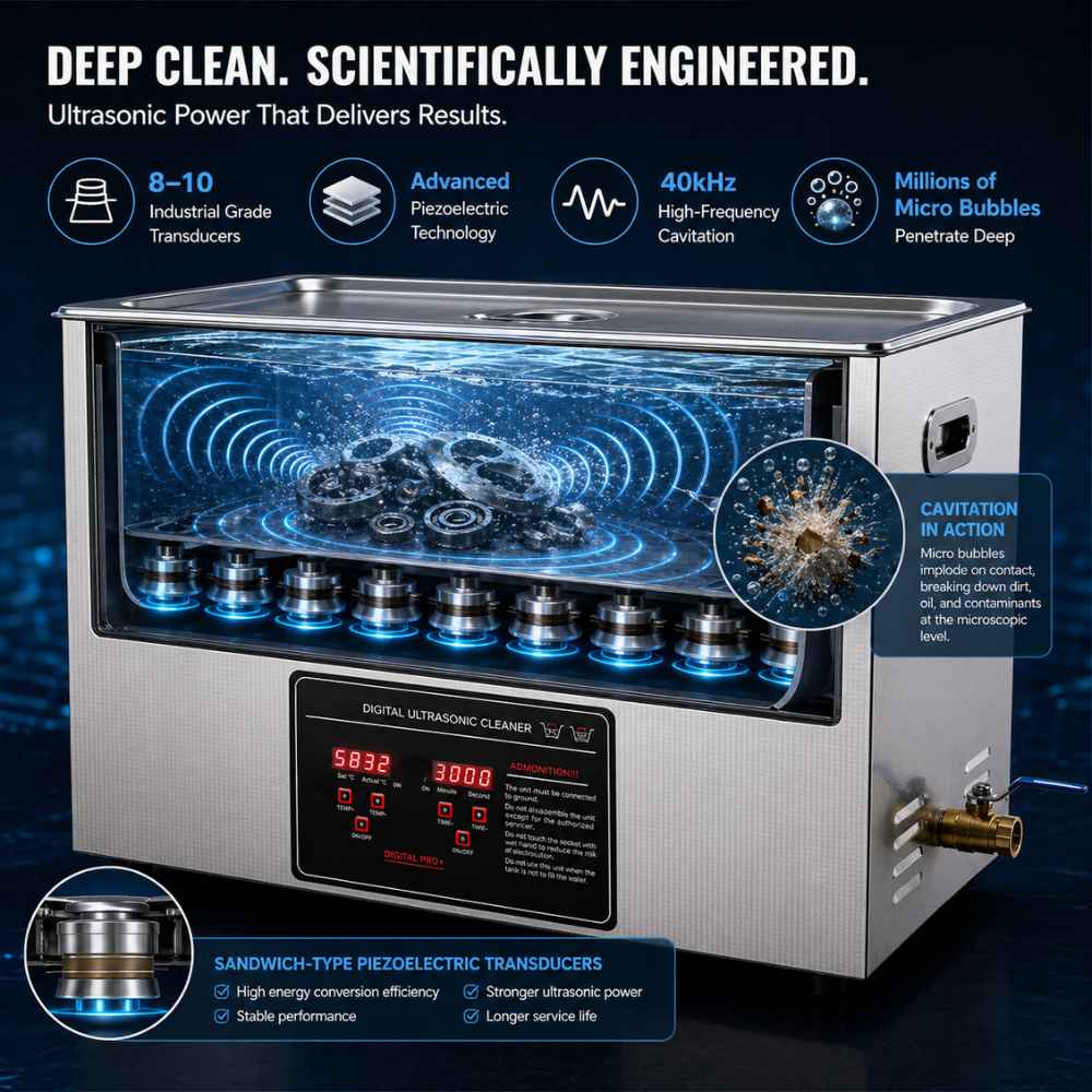 Deep clean with the Large industrial ultrasonic cleaner​