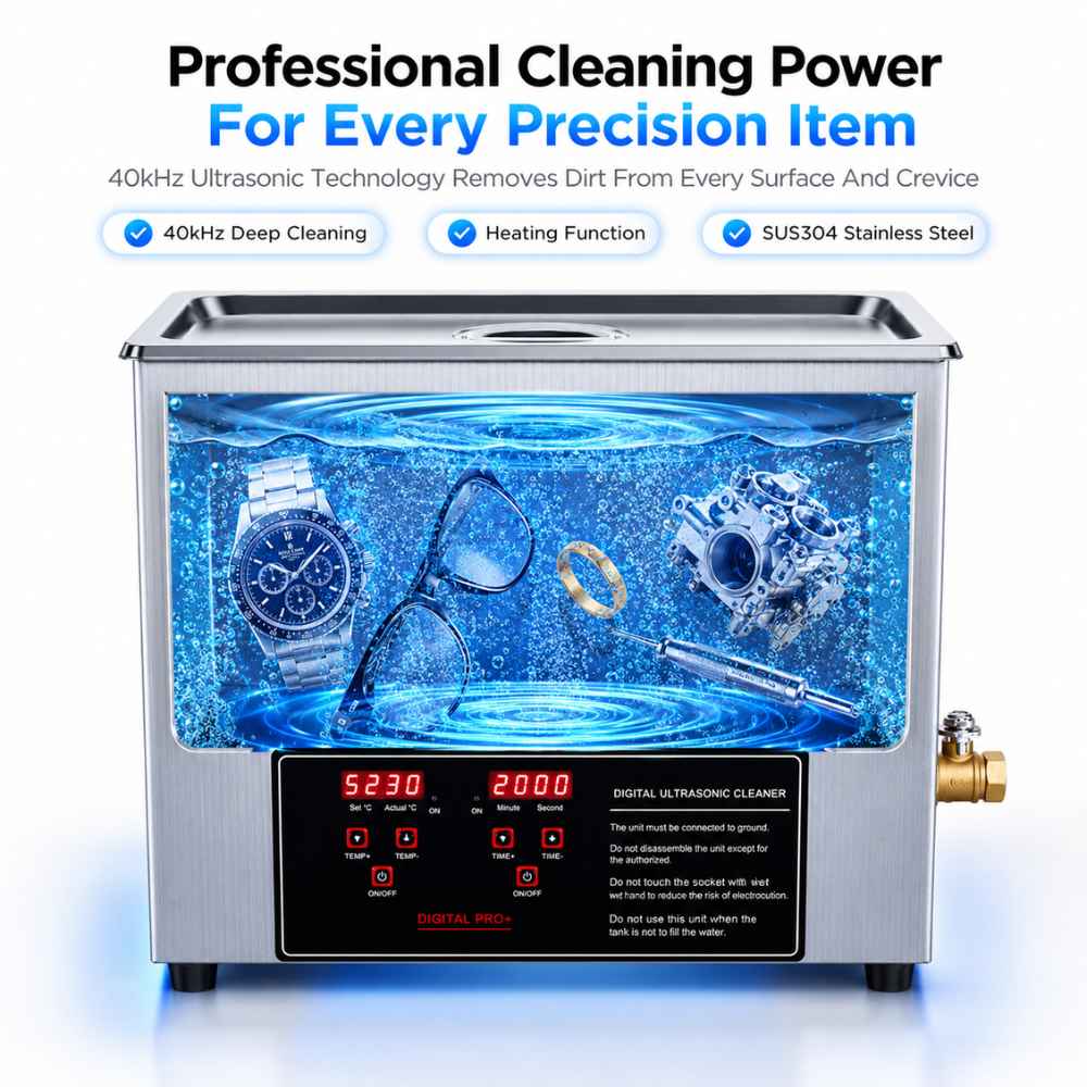 Remove dirt from every surface  with the Stainless ultrasonic cleaner 