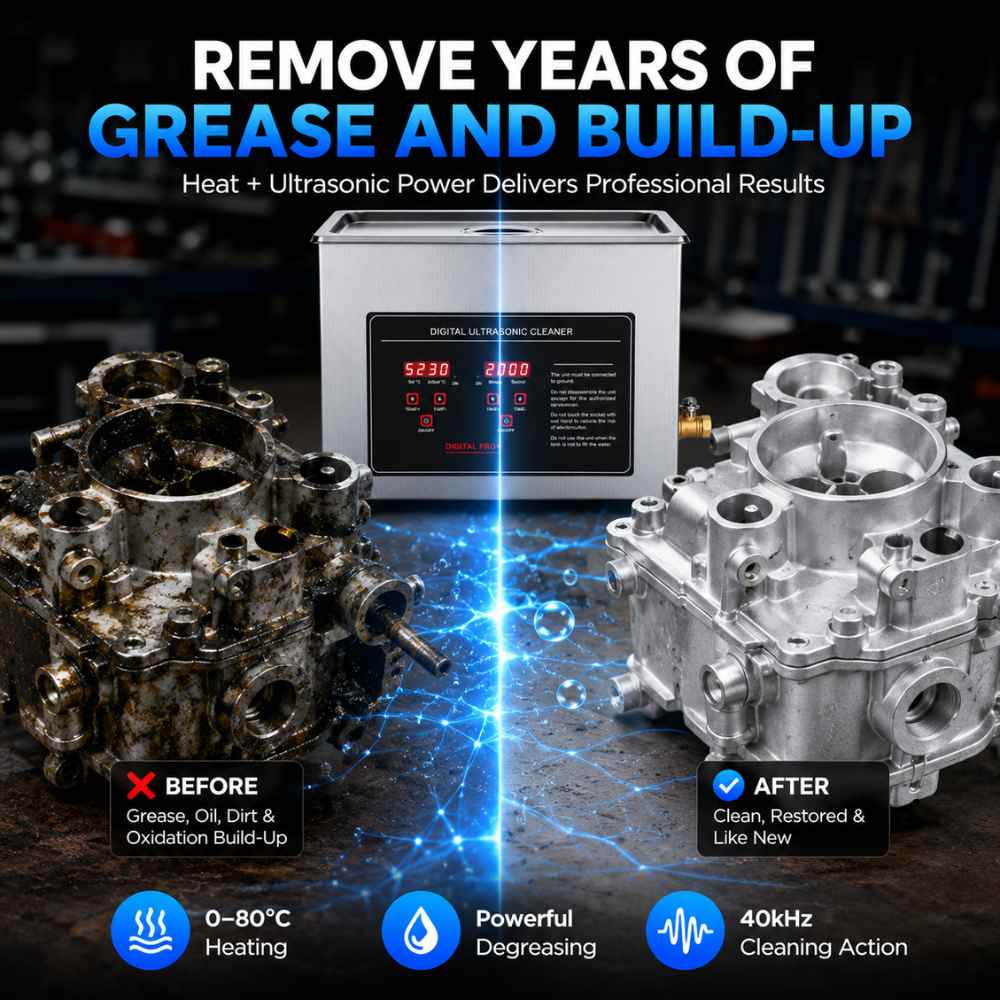 Stainless ultrasonic cleaner to remove years of grease and build-up
