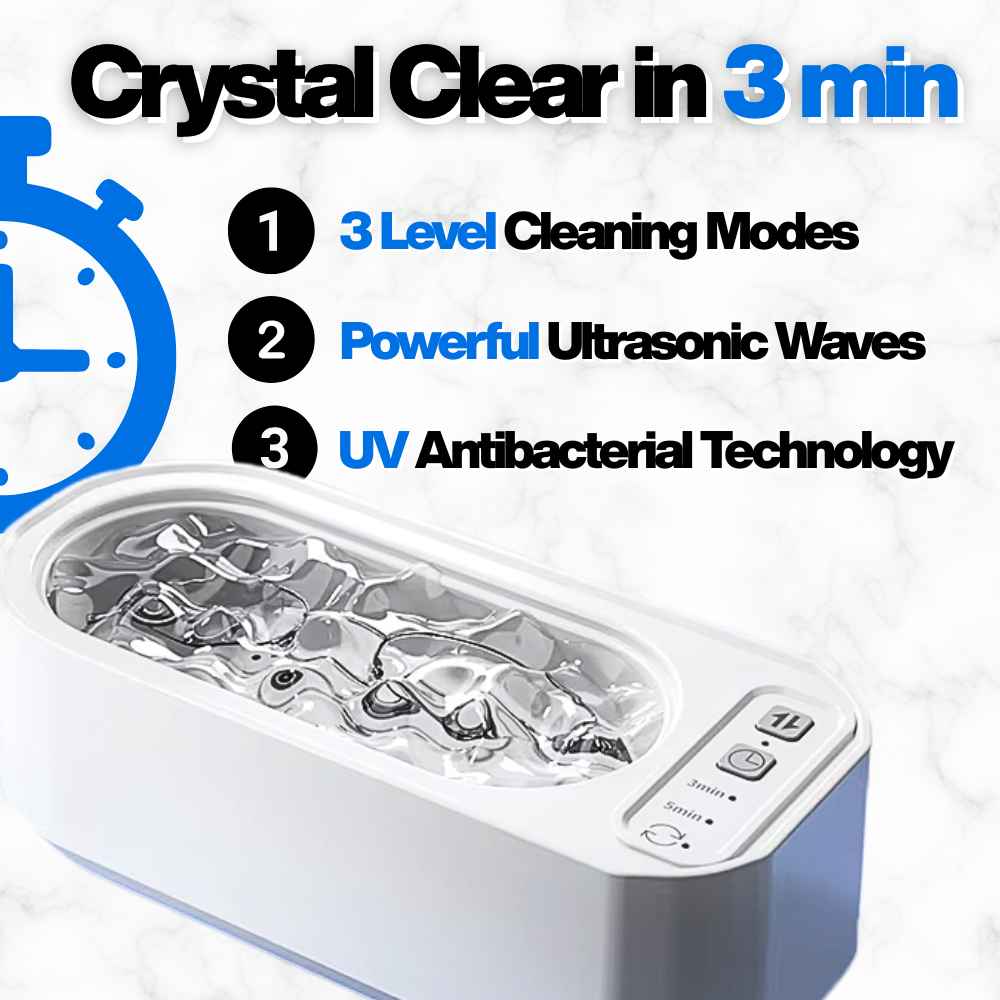 Différent cleaning modes of the LensWave Ultrasonic Spectacle Cleaner