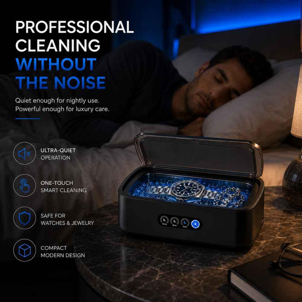 Ultrasonic watch cleaner without noise
